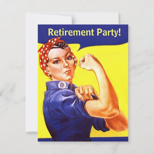Invitación Divertido Rosie The Riveter Retirement Party Invit (Anverso)
