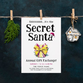 Invitación Divertido Secreto de Santa Lindo Arco de Regalo Ac
