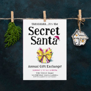 Invitación Divertido Secreto de Santa Lindo Arco de Regalo Ac