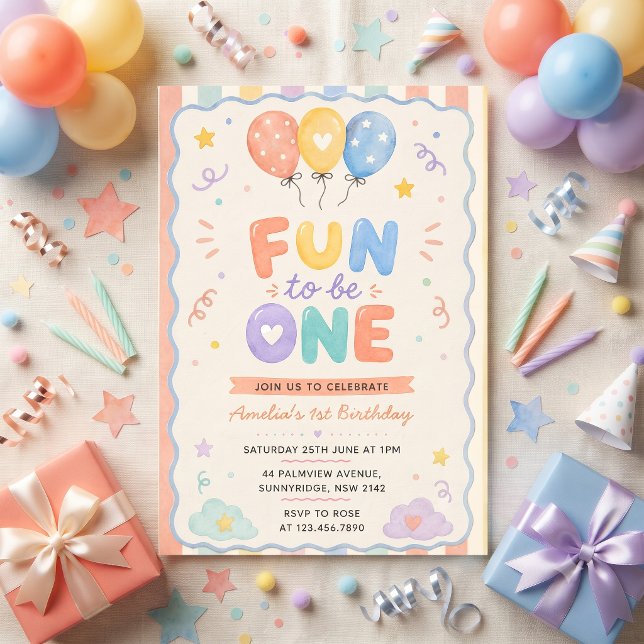 Invitación Divertido ser uno Cumpleaños Colorido (Subido por el creador)