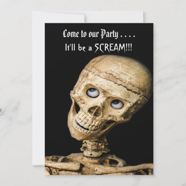 Invitación Divertido Skeleton Halloween (Anverso)