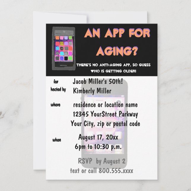 Invitación Divertido sobre la fiesta de cumpleaños de la (Anverso)