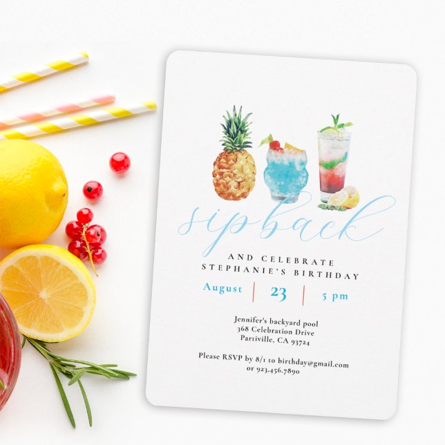 Invitación Divertido sorbo de cócteles fiesta de cumpleaños (Subido por el creador)