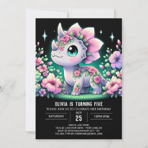 Invitación Divertido Triceratops Dinosaur Cumpleaños Digital