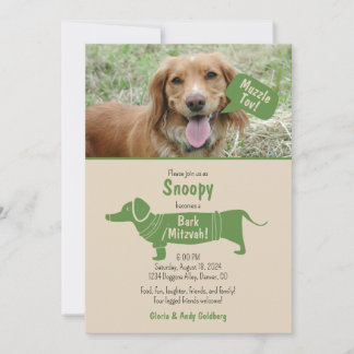 Invitación Divertido Verde Tan Mascota Perro Muzzle Tov Bark