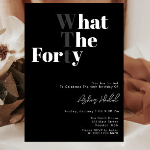 Invitación Divertido WTF Adulto 40 cumpleaños