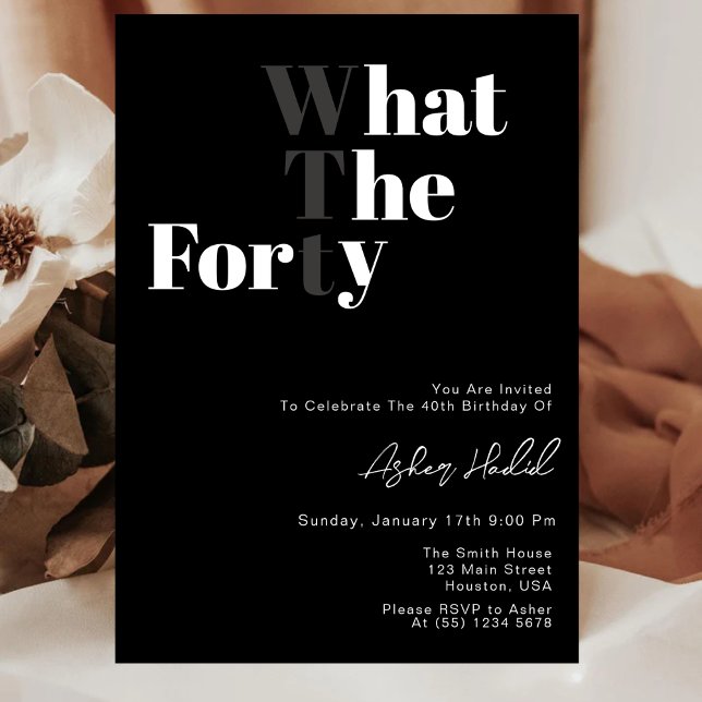 Invitación Divertido WTF Adulto 40 cumpleaños (Subido por el creador)