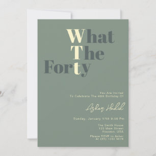 Invitación Divertido WTF Cumpleaños 40 Adulto