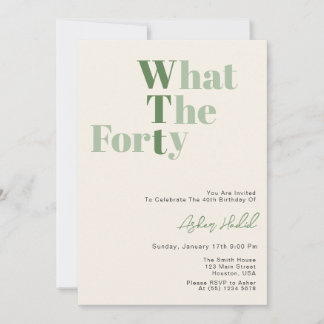 Invitación Divertido WTF Cumpleaños 40 Adulto