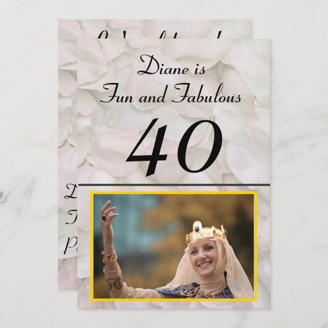 Invitación Divertido y fabuloso 40 Pétalos rosa rosados Cumpl (Anverso / Reverso)