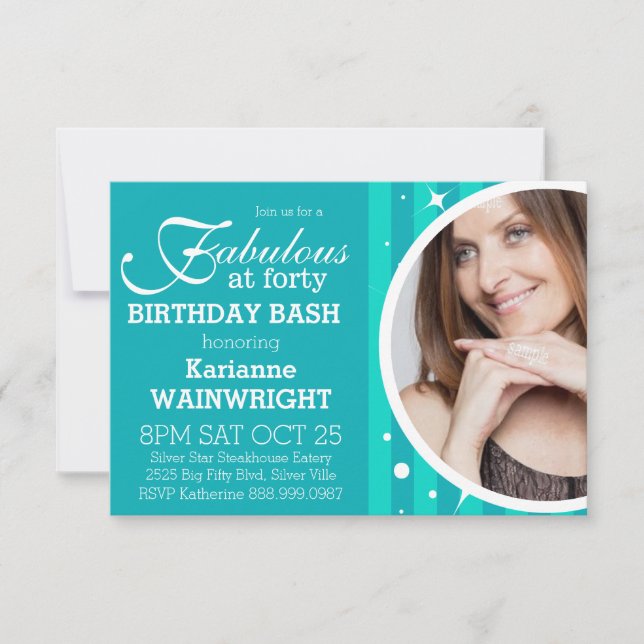 Invitación Divertido y fabuloso Fiesta de foto 40 cumpleaños (Anverso)