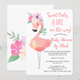 Invitación Divertido y lindo baby shower de flamenco rosa por
