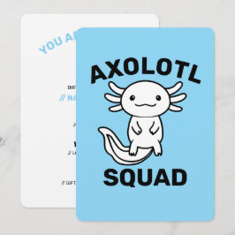 Invitación Divertido y lindo escuadrón de Ajolotes personaliz