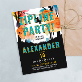 Invitación Divertido Zipline colorido Fiesta Adventure Waterc