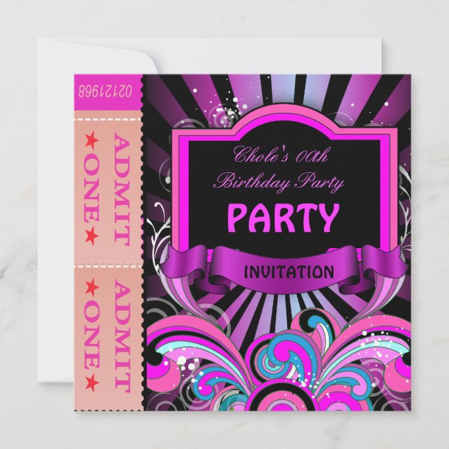 Invitación Divertidos Chicas de la fiesta de cumpleaños Entra (Anverso)
