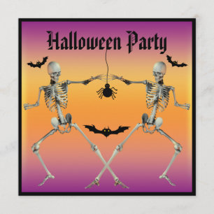 Invitación Divertidos esqueletos de baile Fiesta de Halloween
