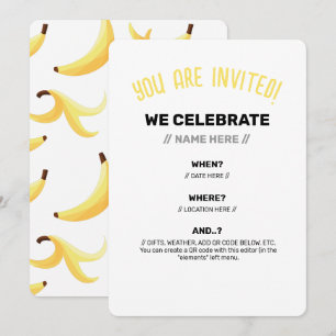 Invitación Divertidos Favoritos de Fiesta de Plátano Retro Ed