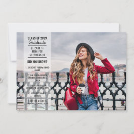 Invitación Divertidos hechos 2 foto moderna de moda graduació