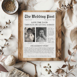 Invitación Divertidos hijos únicos de periódico salvan al Bod