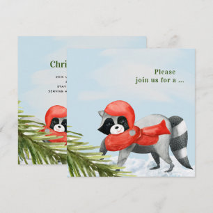 Invitación Divertidos Navidades de Raccoons invitan a fiesta