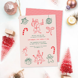 Invitación Divertidos Navidades Doodles Fiesta