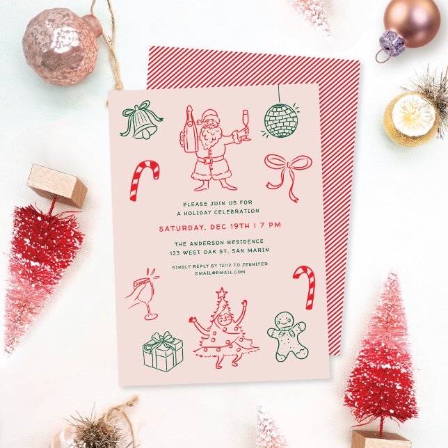 Invitación Divertidos Navidades Doodles Fiesta (Subido por el creador)