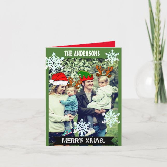 Invitación Divertidos Navidades personalizados gorras foto In (Anverso)