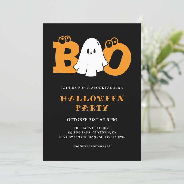 Invitación Divertidos niños de Halloween (Anverso de pie)