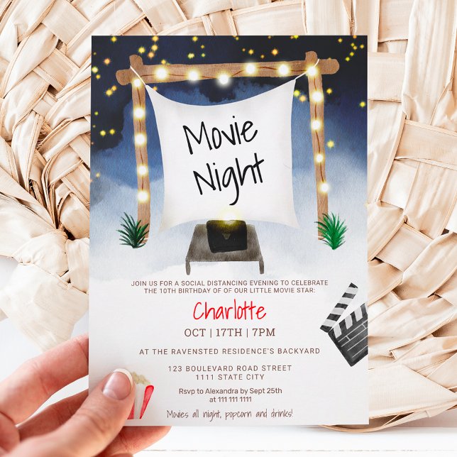 Invitación Divertidos niños de la noche de cine al aire libre (Subido por el creador)