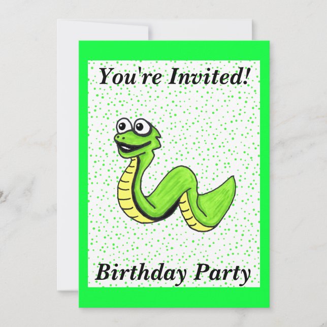 Invitación Divertidos niños verdes brillantes cumpleaños Snak (Anverso)