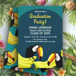 Invitación Divertidos plátanos Verde azulados tropicales Touc