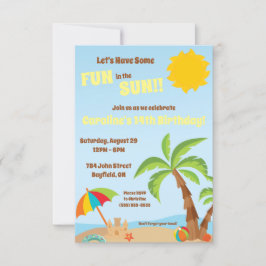 Invitación Divertiémonos en la fiesta de cumpleaños de Sun Be