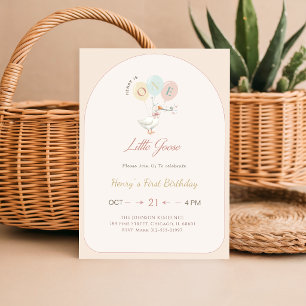 Invitación Diviértete Arco Uno Ganso Pequeño Fiesta de Cumple
