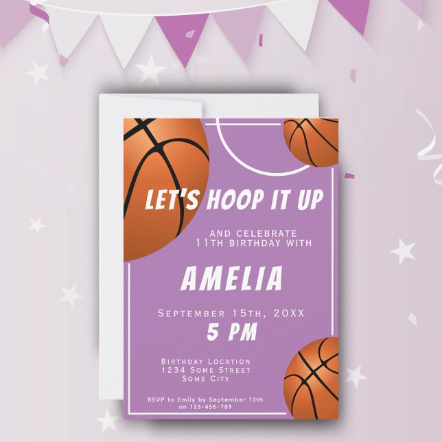Invitación Diviértete con Balón de Baloncesto Rosa Cumpleaños (Subido por el creador)