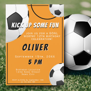Invitación Diviértete con Balón de Fútbol Cumpleaños de Niños