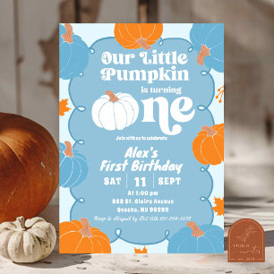 Invitación Diviértete con Calabaza Naranja Azul Cumpleaños Pr
