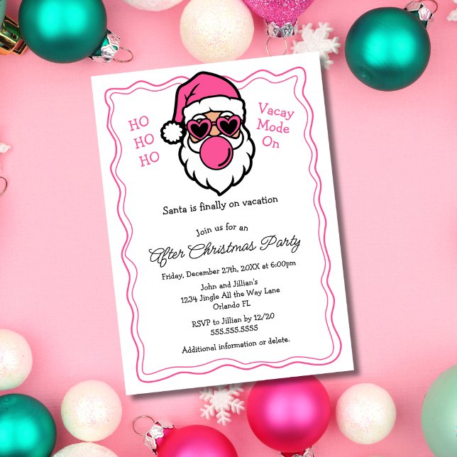 Invitación Diviértete con chicle rosa de Santa burbuja despué (Subido por el creador)