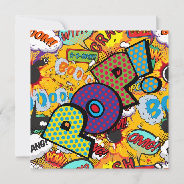 Invitación Diviértete con colores modernos POP Cómic (Anverso)