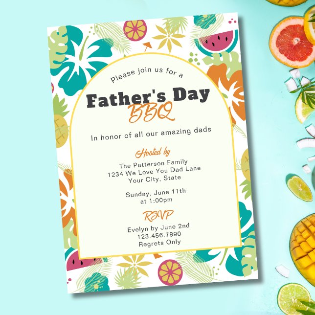 Invitación Diviértete con flores retro tropicales en la fiest (Subido por el creador)