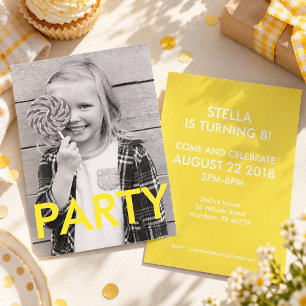 Invitación Diviértete con Foto de Cumpleaños Moderna Minimali