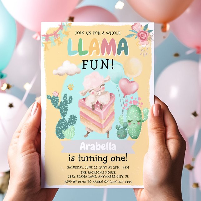Invitación Diviértete con Llama Adorable! Fiesta de cumpleaño (Subido por el creador)