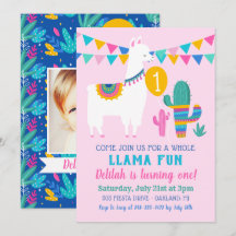 Diviértete con Llama entera Cactus Rosa Cumpleaños