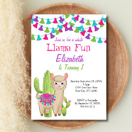 Invitación Diviértete con Llama Rosa Púrpura Cactus Baby Show