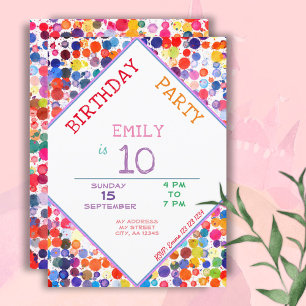 Invitación Diviértete con manchas de pintura de acuarela colo