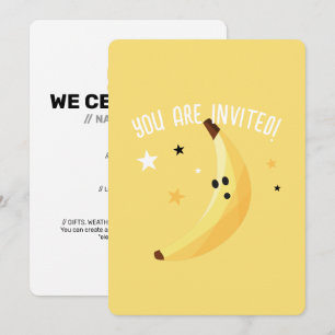 Invitación Diviértete con patrón de fiesta de banana con chis