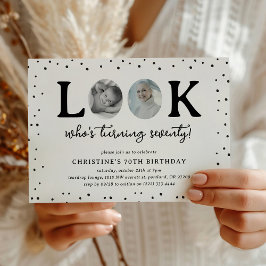 Invitación Diviértete con Quién Cumple 70' 2 x foto Cumpleaño