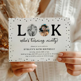Invitación Diviértete con Quién Cumple 90' 2 x foto Cumpleaño