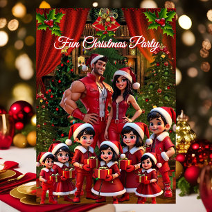 Invitación Diviértete con regalos rojos y verdes de Navidad p