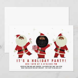 Invitación Diviértete con Santa Claus negro bailando en la fi