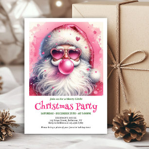 Invitación Diviértete con santa rosa chicle acuarela Navidad